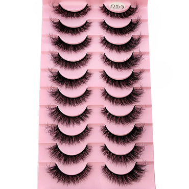 10 Pairs Faux Mink Eyelashes – Handmade 3D Fluffy Lashes