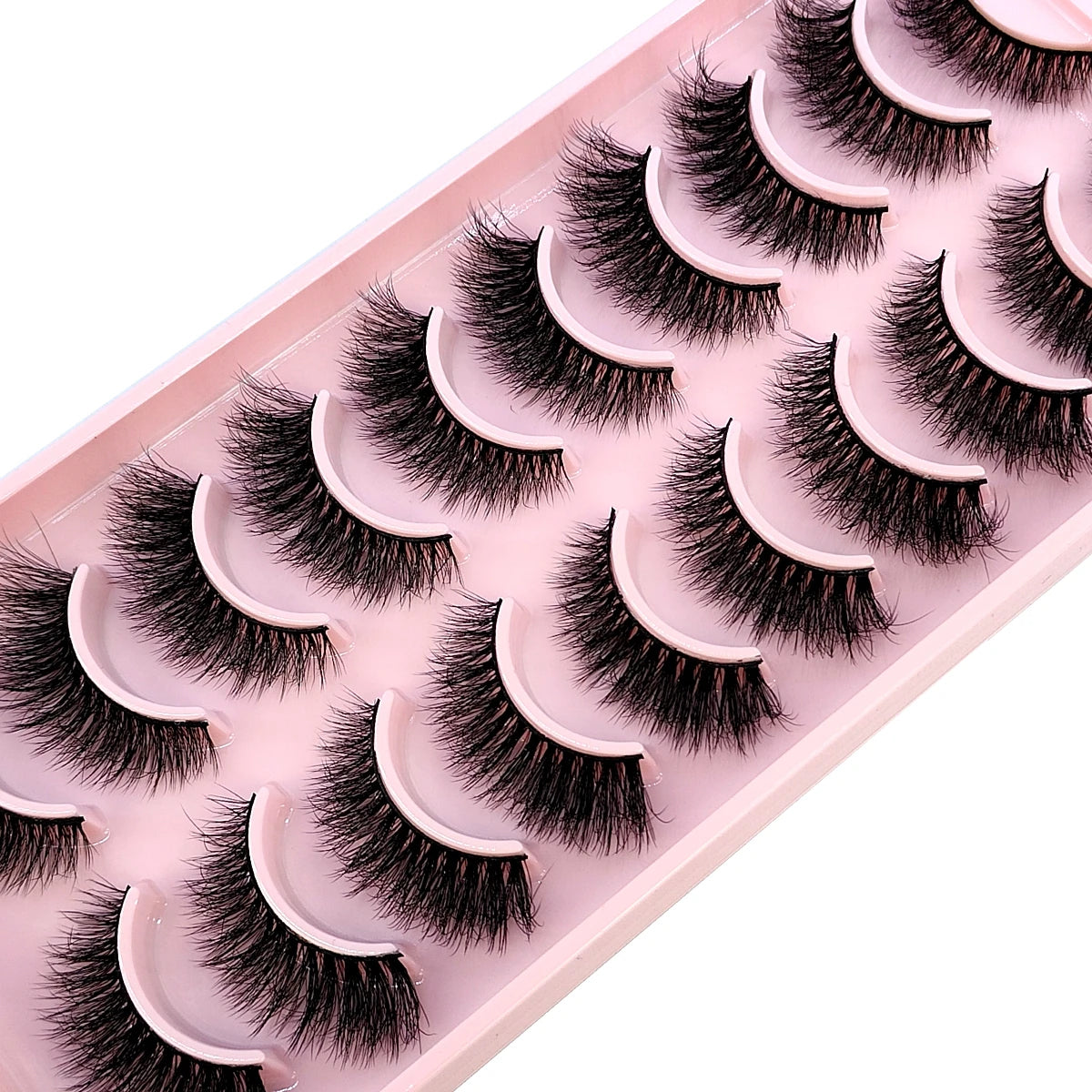 10 Pairs Faux Mink Eyelashes – Handmade 3D Fluffy Lashes