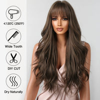 Brown Wavy Wig with Bangs
