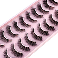 10 Pairs Faux Mink Eyelashes – Handmade 3D Fluffy Lashes