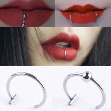 1Pc Stainless Steel Fake Mouth Ring