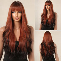 Brown Wavy Wig with Bangs