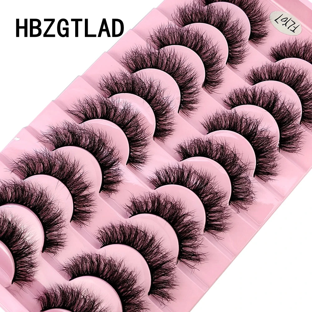 10 Pairs Faux Mink Eyelashes – Handmade 3D Fluffy Lashes