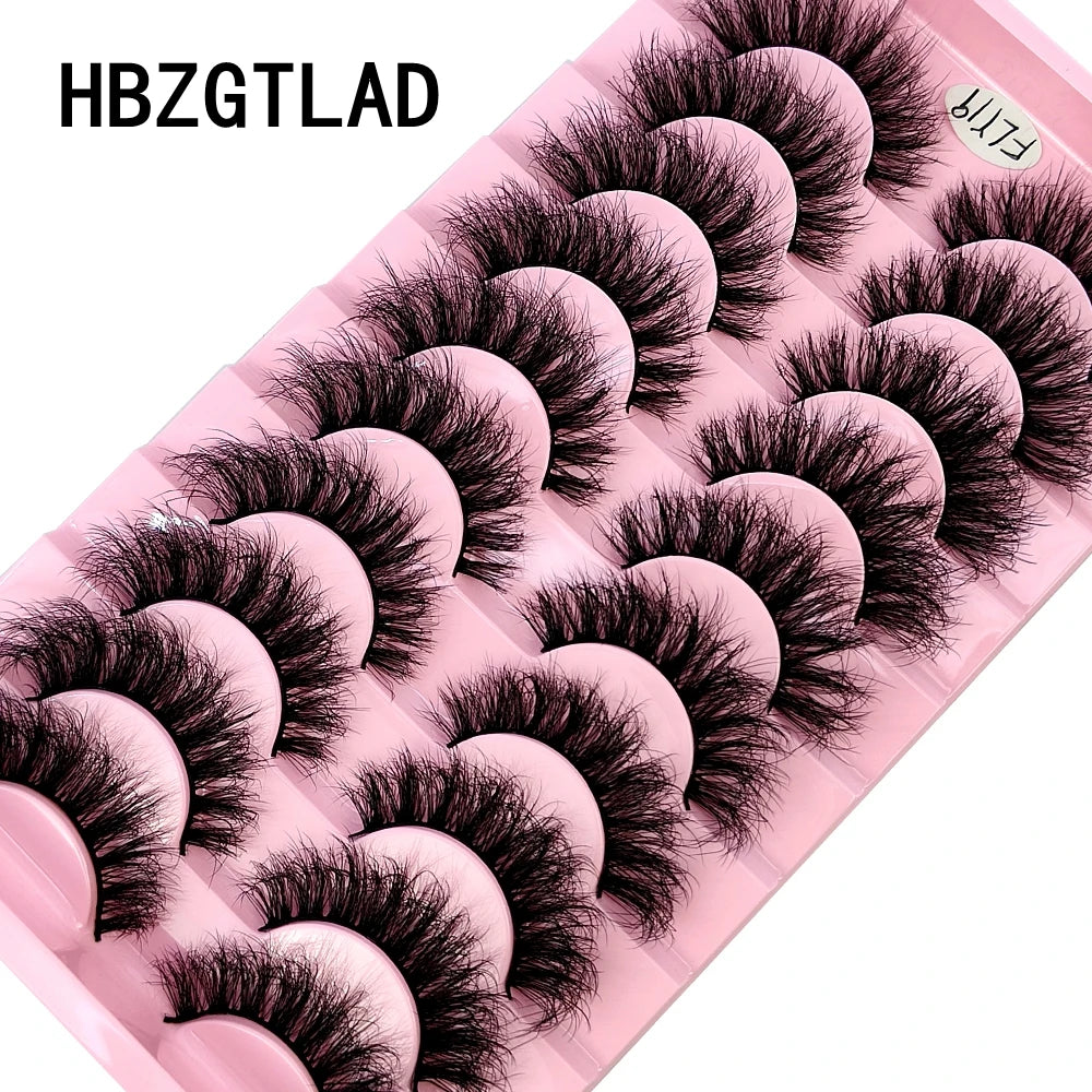 10 Pairs Faux Mink Eyelashes – Handmade 3D Fluffy Lashes