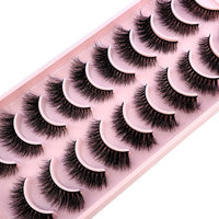 10 Pairs Faux Mink Eyelashes – Handmade 3D Fluffy Lashes