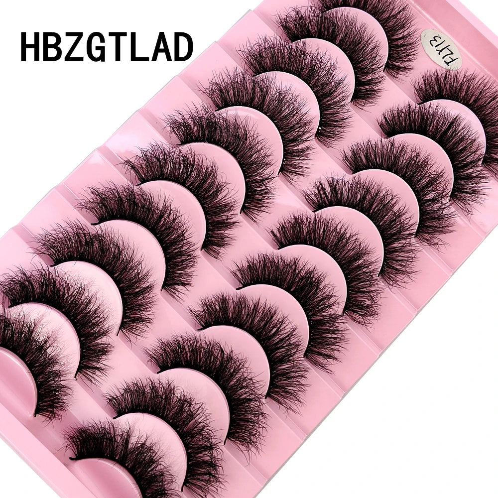 10 Pairs Faux Mink Eyelashes – Handmade 3D Fluffy Lashes