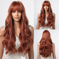 Brown Wavy Wig with Bangs
