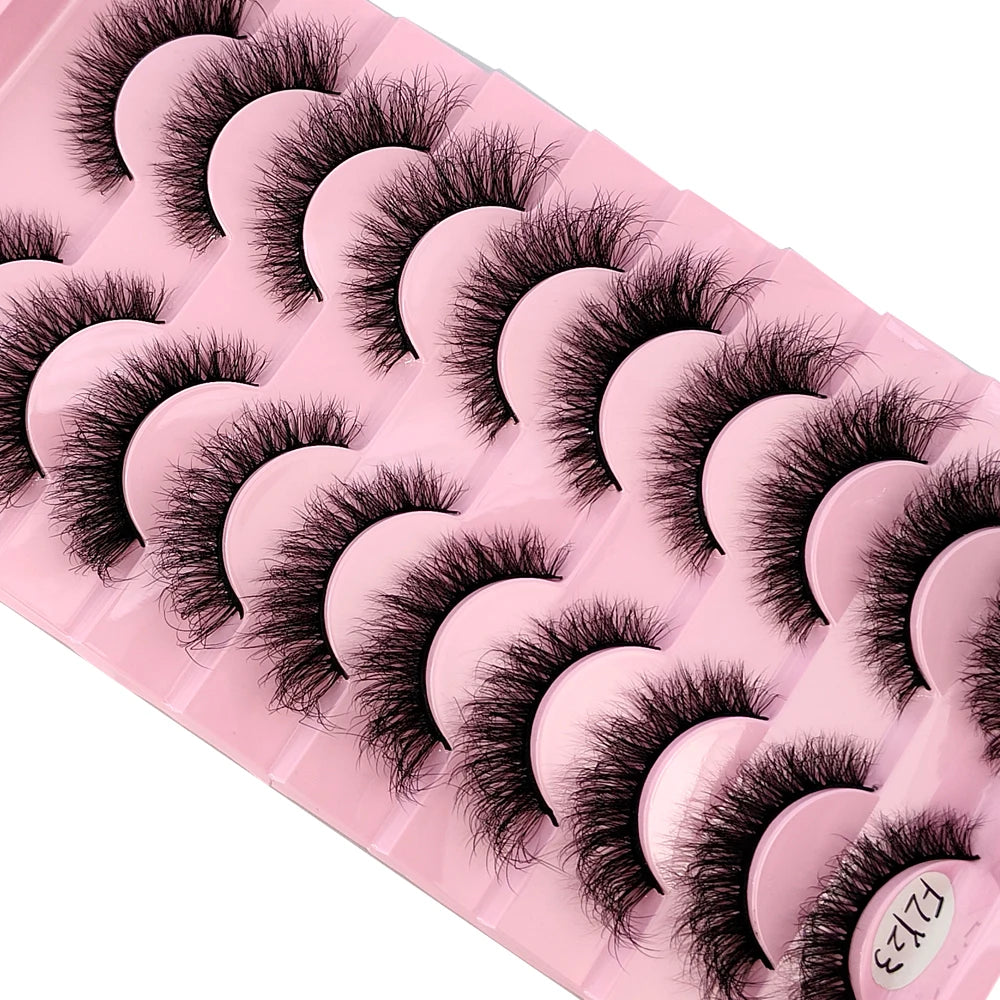 10 Pairs Faux Mink Eyelashes – Handmade 3D Fluffy Lashes