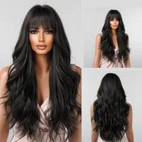 Brown Wavy Wig with Bangs