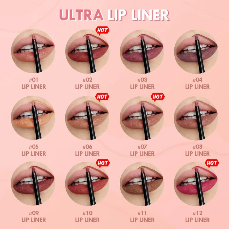 Waterproof Matte Lipliner Pencil – Long-Lasting, Non-Stick & Moisturizing Lip Contour