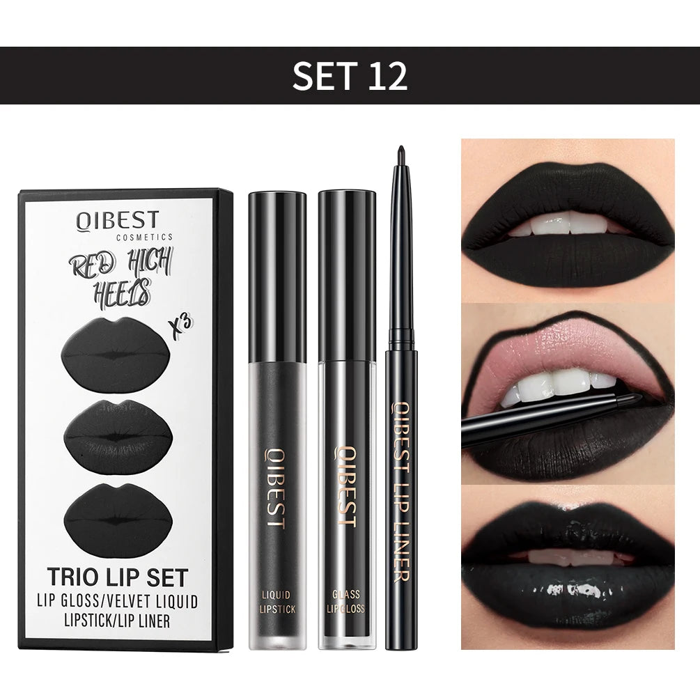 3-Piece Matte Liquid Lipstick & Lip Liner Se