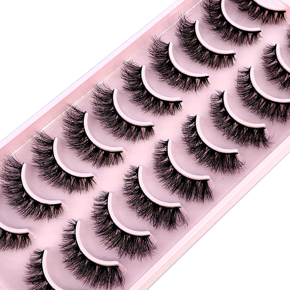 10 Pairs Faux Mink Eyelashes – Handmade 3D Fluffy Lashes