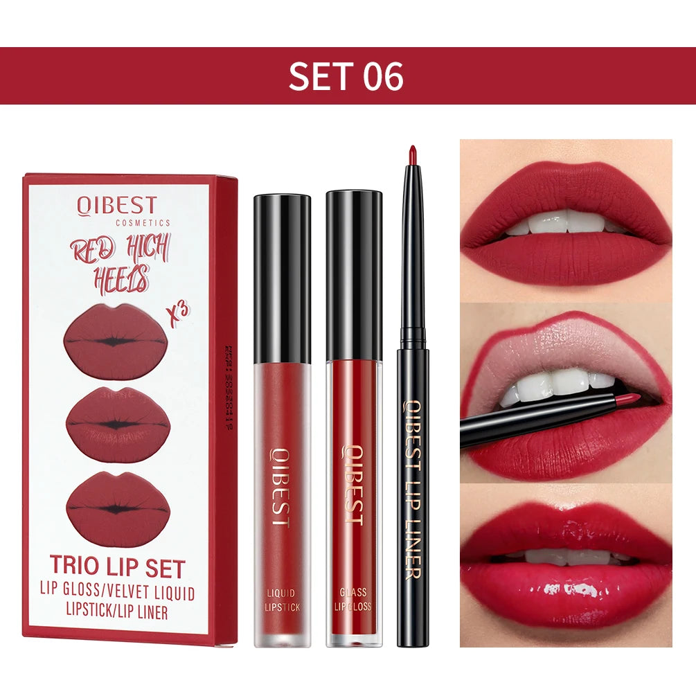 3-Piece Matte Liquid Lipstick & Lip Liner Se