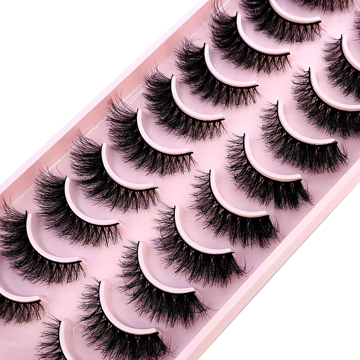 10 Pairs Faux Mink Eyelashes – Handmade 3D Fluffy Lashes