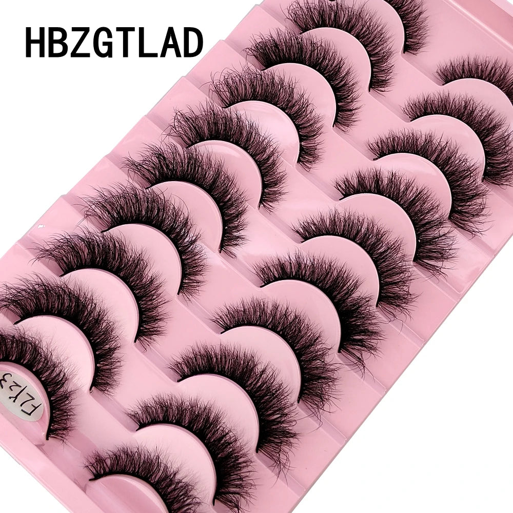 10 Pairs Faux Mink Eyelashes – Handmade 3D Fluffy Lashes