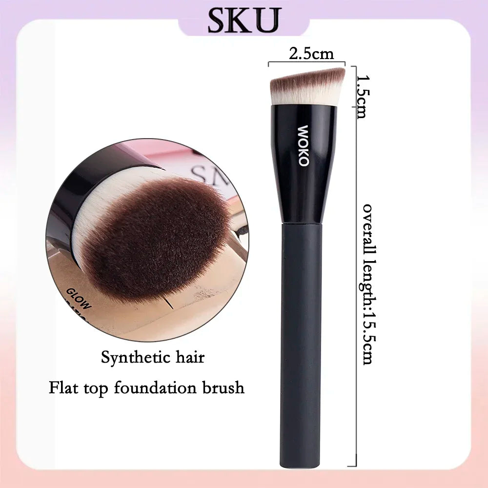 Flat Top Foundation Makeup Brush – Angled Synthetic Brush for Flawless Blending