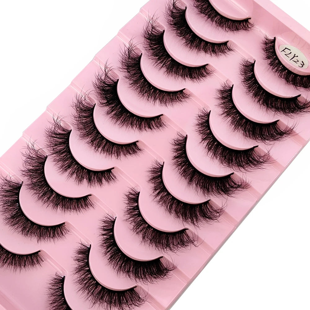 10 Pairs Faux Mink Eyelashes – Handmade 3D Fluffy Lashes
