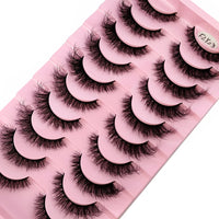 10 Pairs Faux Mink Eyelashes – Handmade 3D Fluffy Lashes