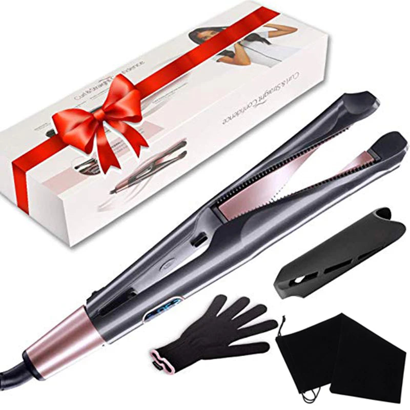 2-in-1 Hair Straightener & Curler – Professional Fast-Heating Styling Tool