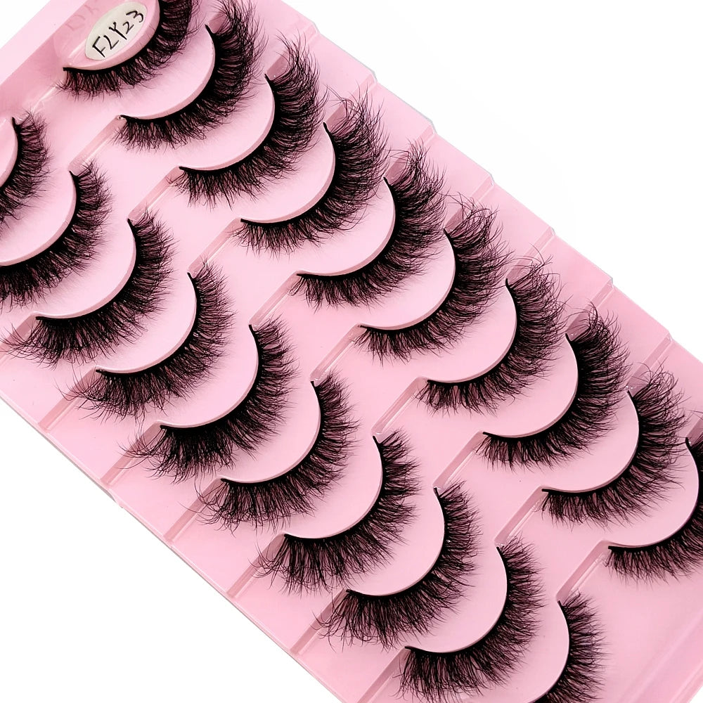 10 Pairs Faux Mink Eyelashes – Handmade 3D Fluffy Lashes