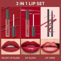 3-Piece Matte Liquid Lipstick & Lip Liner Se