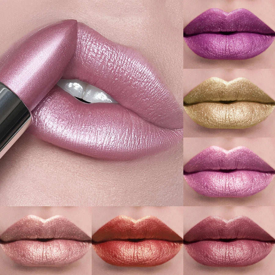 21-Color Bold & Intense Glitter Metallic Lipstick