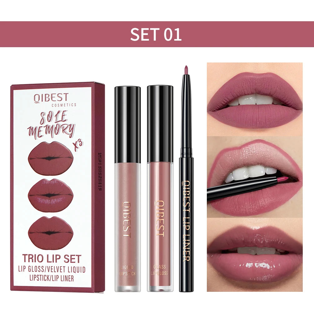 3-Piece Matte Liquid Lipstick & Lip Liner Se