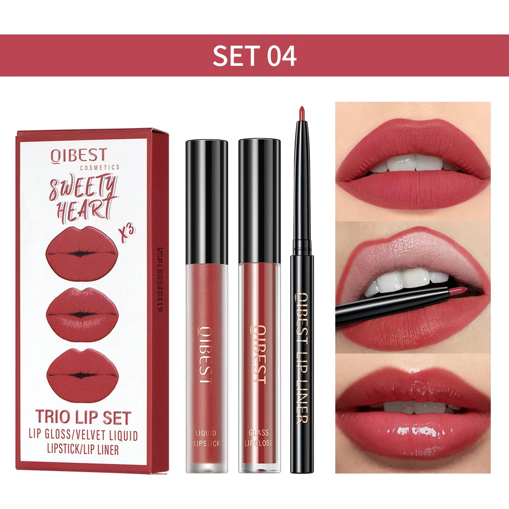 3-Piece Matte Liquid Lipstick & Lip Liner Se
