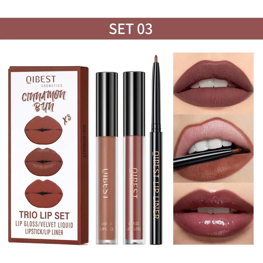 3-Piece Matte Liquid Lipstick & Lip Liner Se