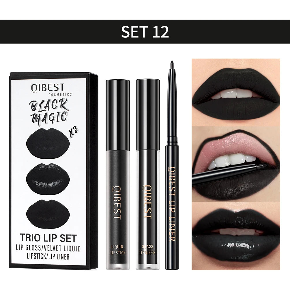 3-Piece Matte Liquid Lipstick & Lip Liner Se