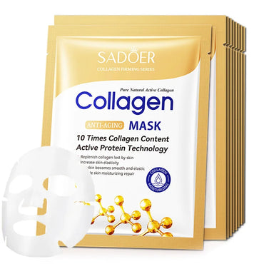 10PCS Anti-Wrinkle Collagen Face Mask – Hydrating & Brightening Skincare