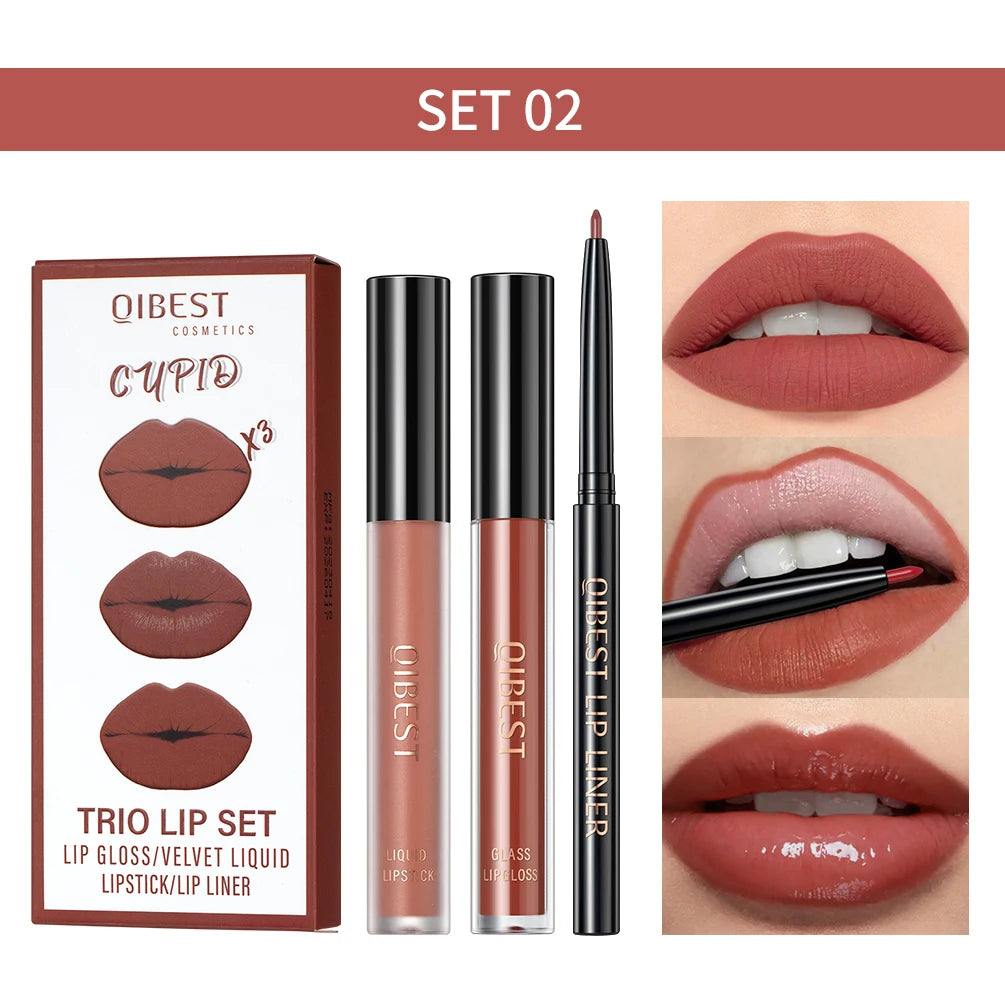 3-Piece Matte Liquid Lipstick & Lip Liner Se