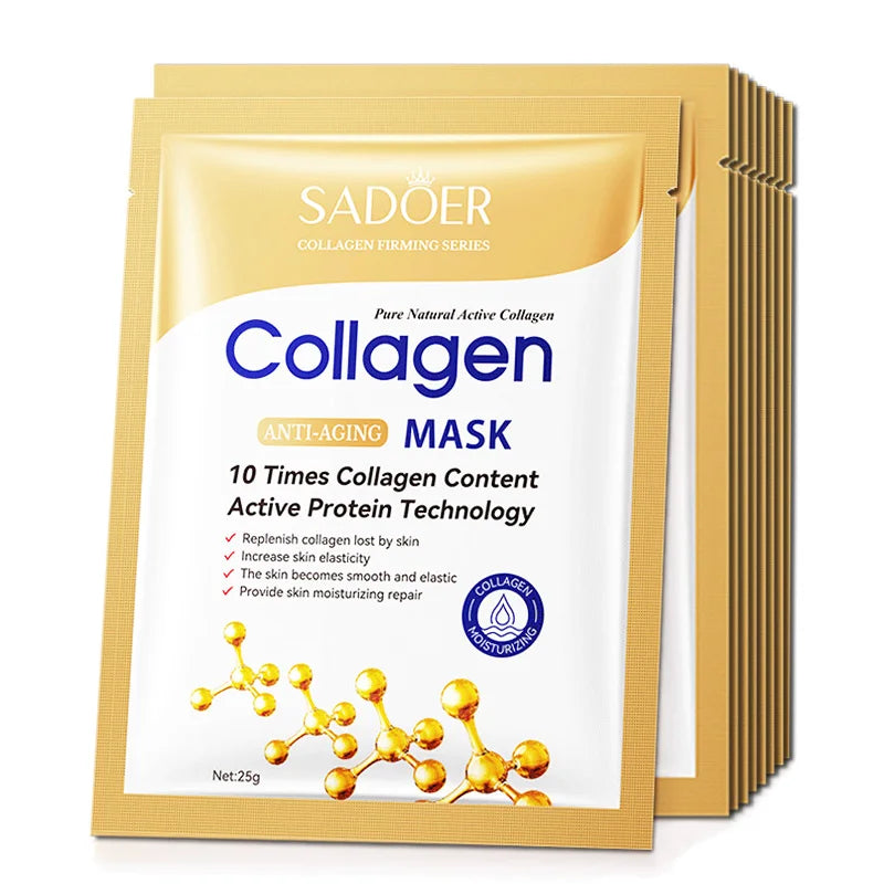 10PCS Anti-Wrinkle Collagen Face Mask – Hydrating & Brightening Skincare
