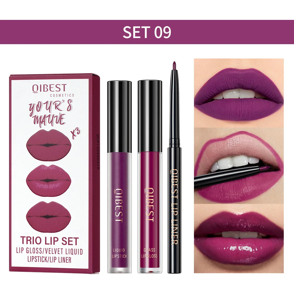 3-Piece Matte Liquid Lipstick & Lip Liner Se