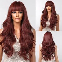 Brown Wavy Wig with Bangs