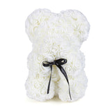 white ROSE TEDDY BEAR