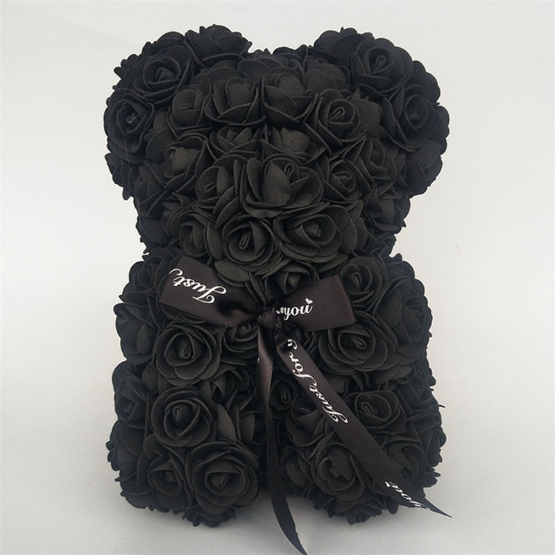 black rose teddy bear